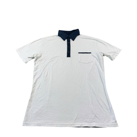 State & Liberty White Blue Colorblock Men's Performance Polo Shirt Size Large - Picture 2 of 6